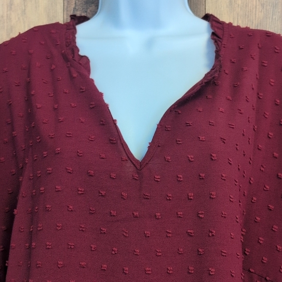 SHEIN Curve Burgundy Textured Women's Tunic Blouse 4XL                     -D101 - Picture 4 of 7